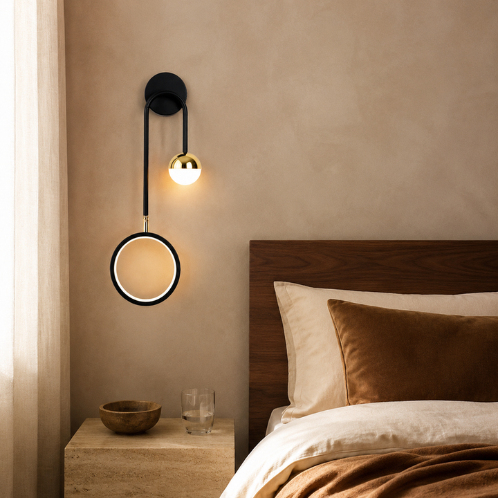 Scandinavische Wandlamp Zwart Goud Ring