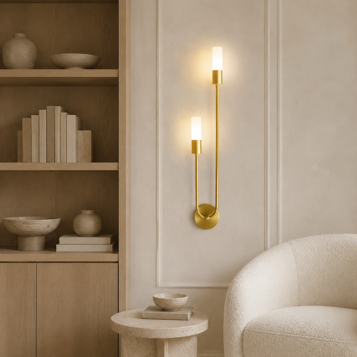 Gouden Metalen Wandlamp Cilindrisch Dubbel
