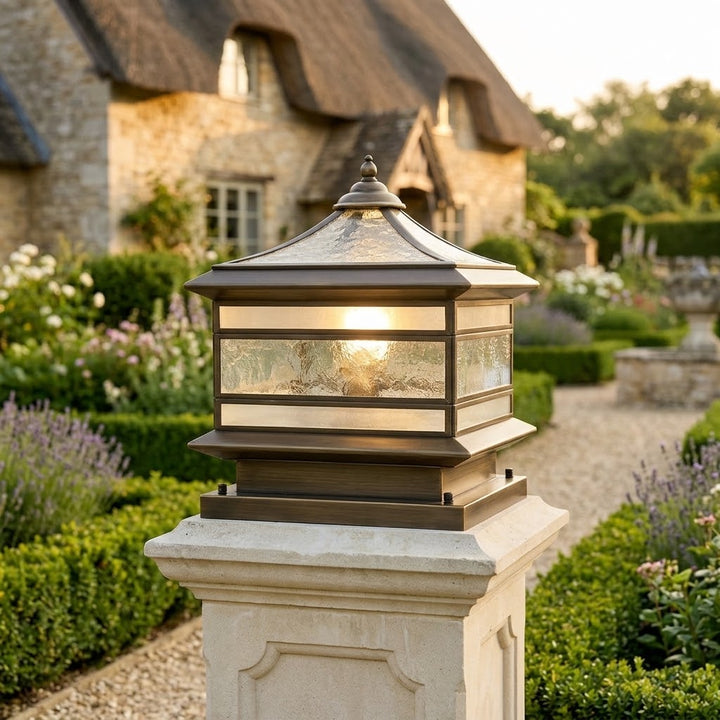 Stenen Pilaar Solar Lamp Retro Koper Waterdicht