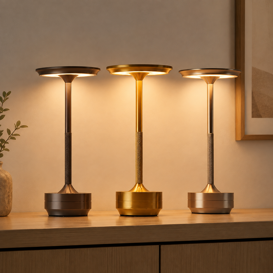Verchroomde Metalen Slanke Draadloze UFO Alien Tafellamp