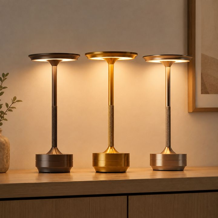 Verchroomde Metalen Slanke Draadloze UFO Alien Tafellamp