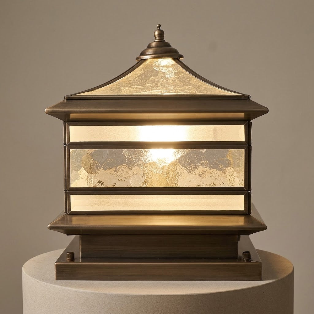 Stenen Pilaar Solar Lamp Retro Koper Waterdicht