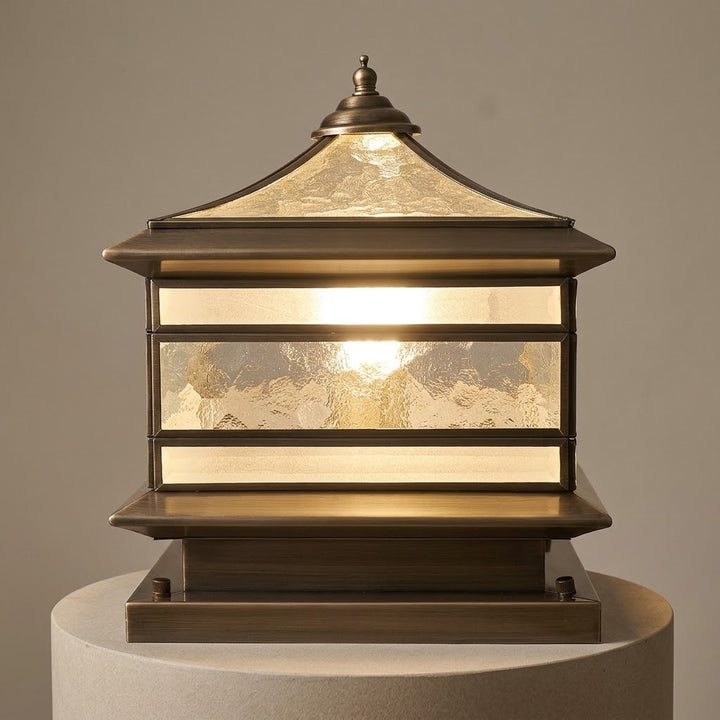 Stenen Pilaar Solar Lamp Retro Koper Waterdicht