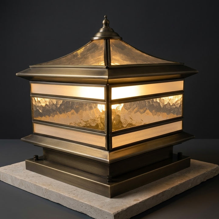Stenen Pilaar Solar Lamp Retro Koper Waterdicht