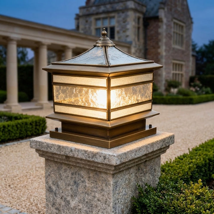 Stenen Pilaar Solar Lamp Retro Koper Waterdicht