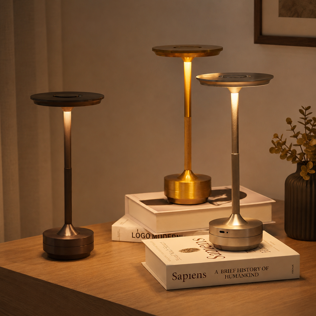 Verchroomde Metalen Slanke Draadloze UFO Alien Tafellamp