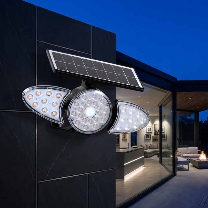 Solar Bewegingssensor Beveiligingslamp 3-Koppig LED