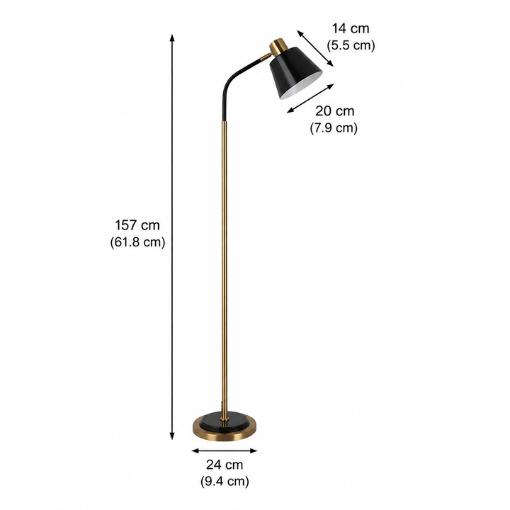 Metalen Draaibare Leesvloerlamp 1-Lamp 157cm