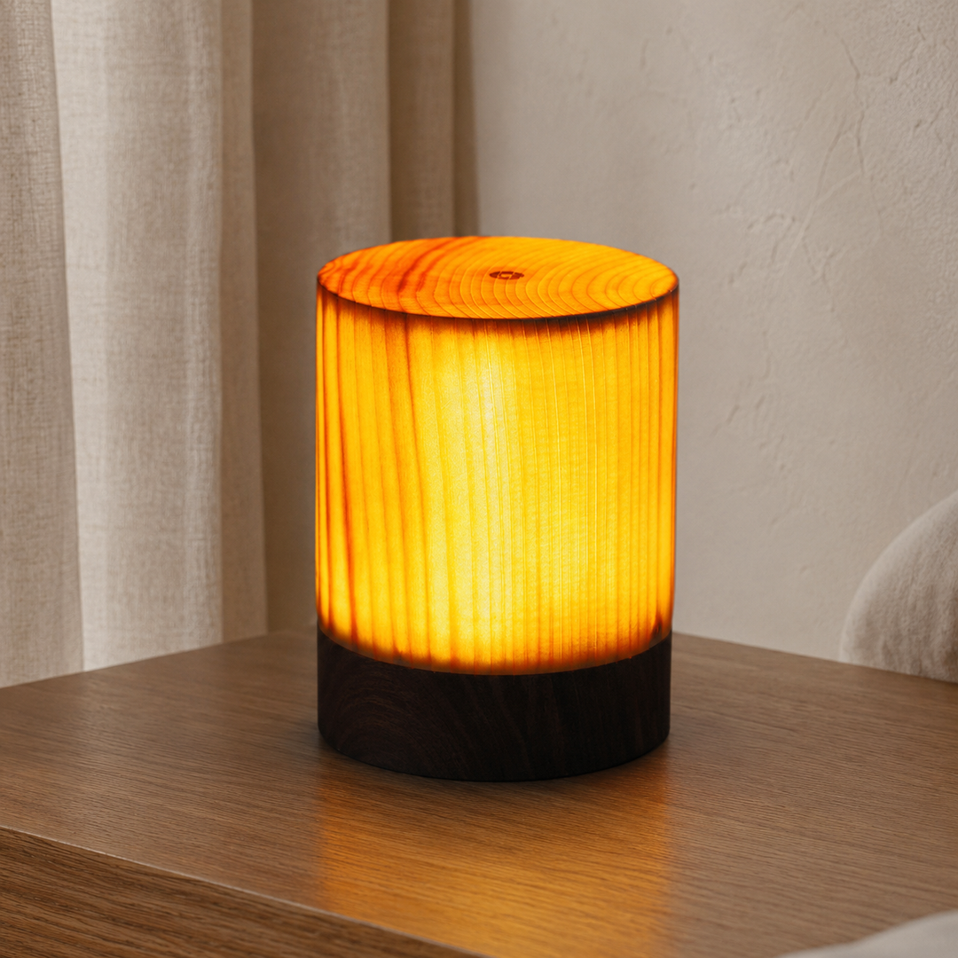 Vierkante Houten Lamp Modern LED Kubus Houtnerf