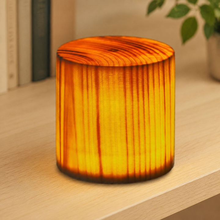 Vierkante Houten Lamp Modern LED Kubus Houtnerf