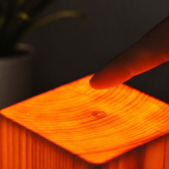 Vierkante Houten Lamp Modern LED Kubus Houtnerf