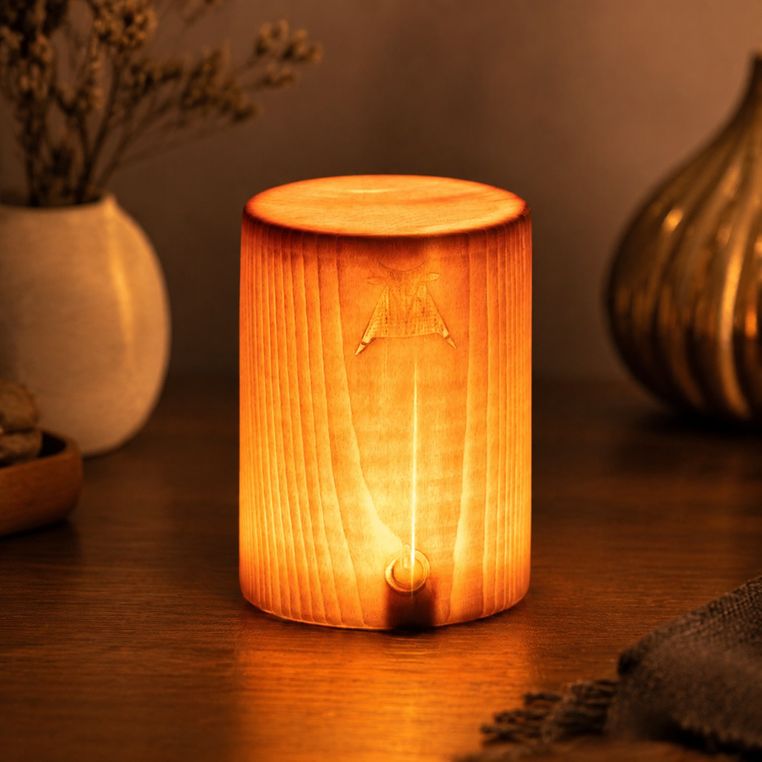 Vierkante Houten Lamp Modern LED Kubus Houtnerf
