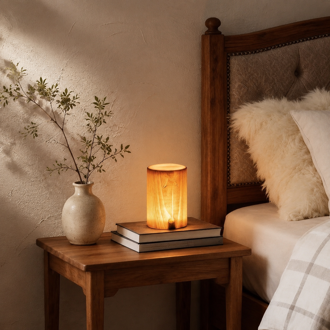 Vierkante Houten Lamp Modern LED Kubus Houtnerf