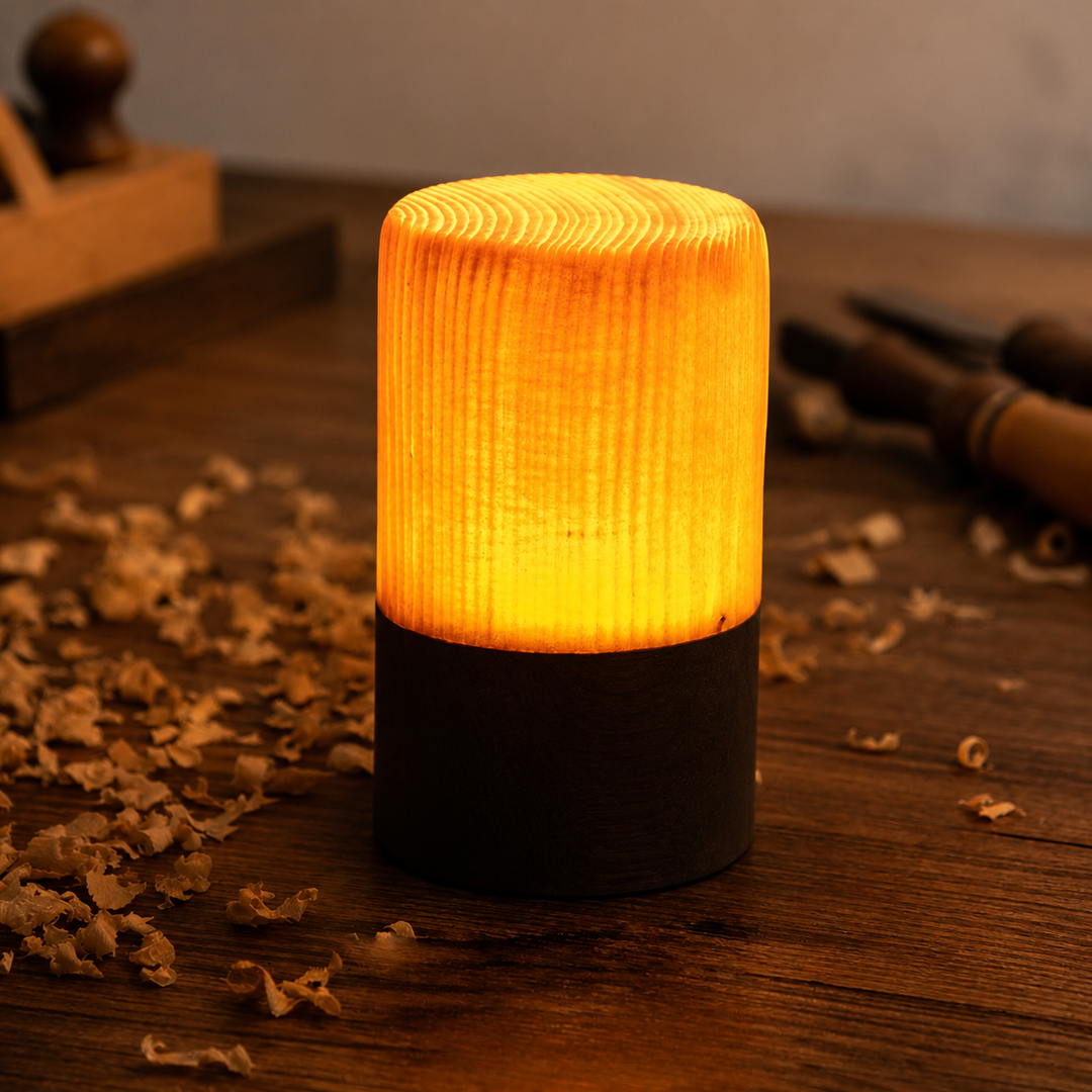 Vierkante Houten Lamp Modern LED Kubus Houtnerf