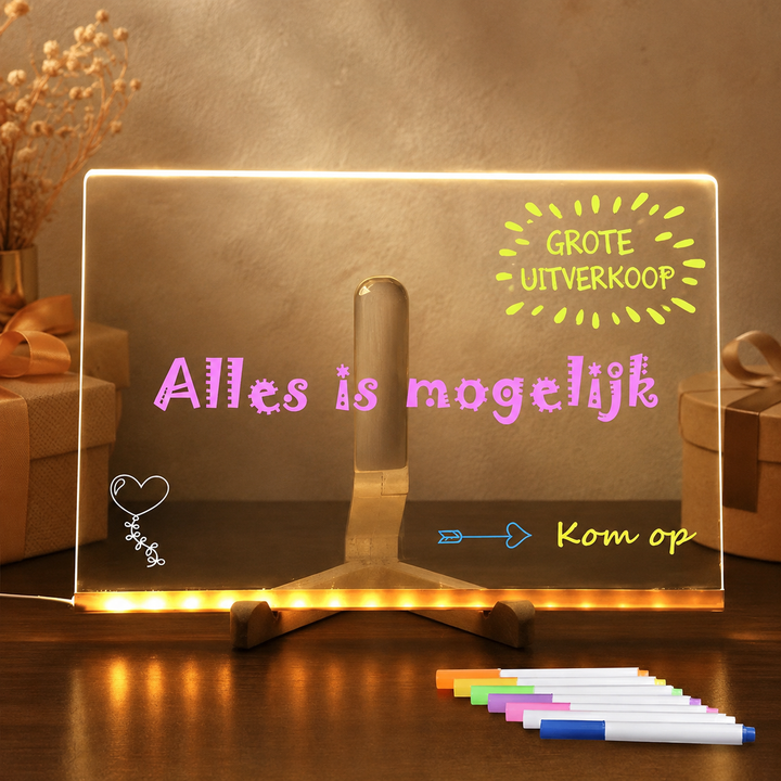 LED Acryl Berichtenbord Kleurrijke Schrijfbare Tafellamp