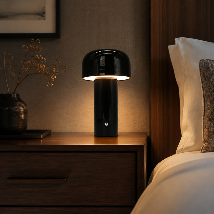 Paddenstoel Tafellamp Draadloos Oplaadbaar, Sfeervolle LED Gloed