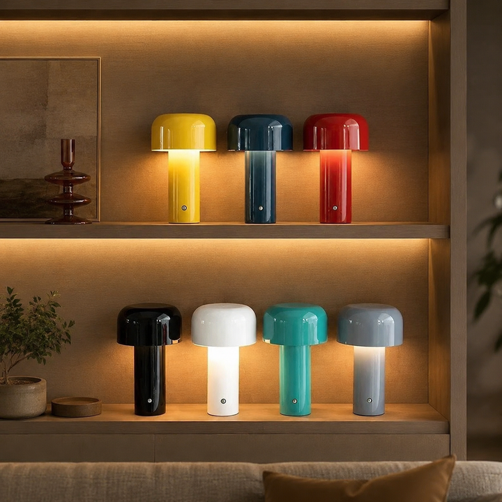 Paddenstoel Tafellamp Draadloos Oplaadbaar, Sfeervolle LED Gloed