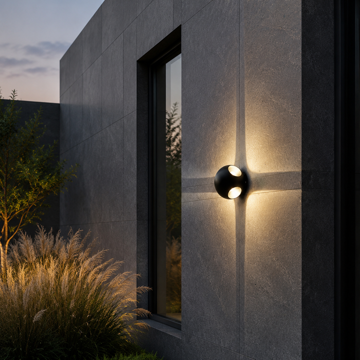Bolvormige LED Wandlamp Aluminium Buiten