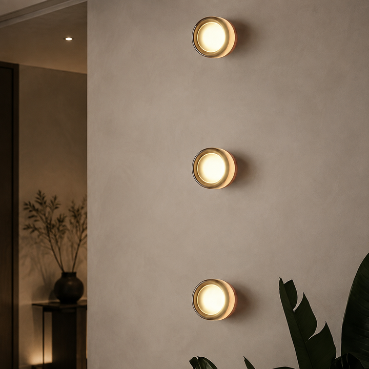 Ronde Goud Metalen Wandlamp Modern
