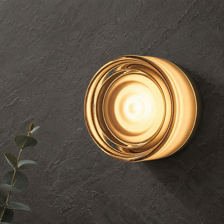 Ronde Goud Metalen Wandlamp Modern
