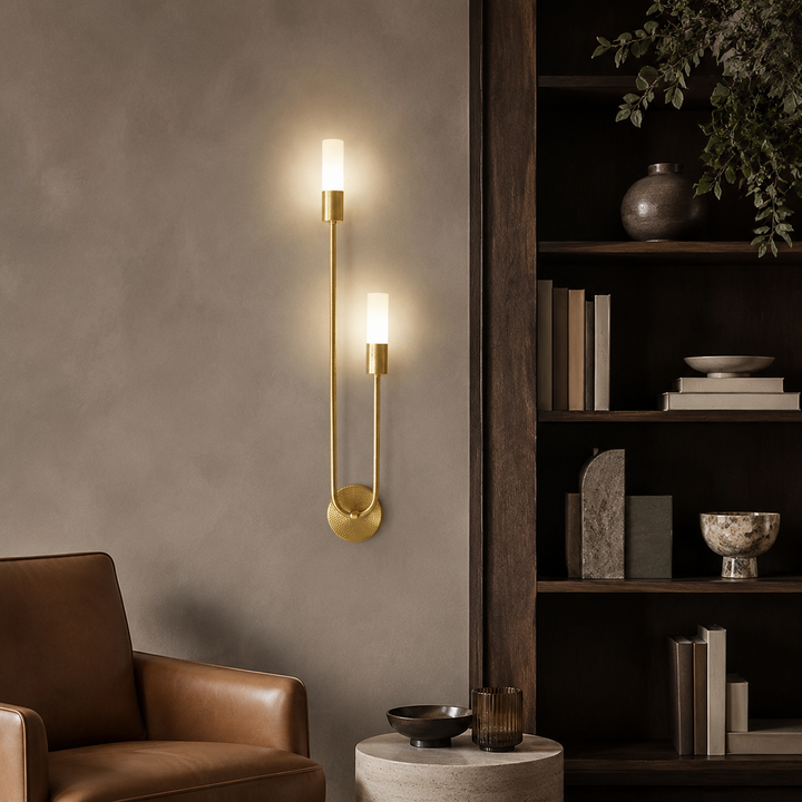 Gouden Metalen Wandlamp Cilindrisch Dubbel