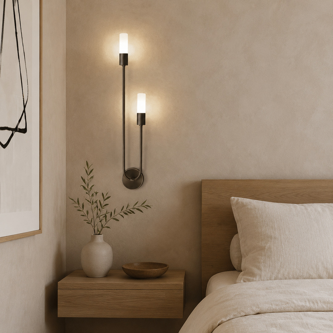 Gouden Metalen Wandlamp Cilindrisch Dubbel