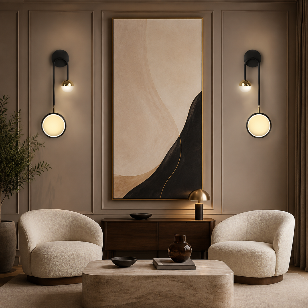 Scandinavische Wandlamp Zwart Goud Ring