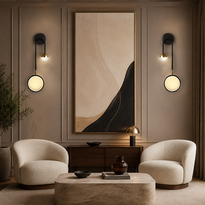 Scandinavische Wandlamp Zwart Goud Ring