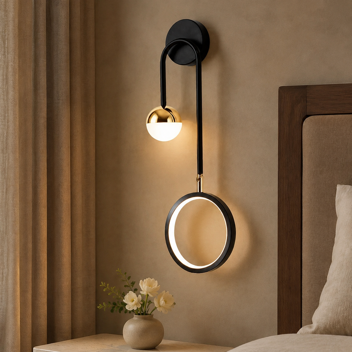 Scandinavische Wandlamp Zwart Goud Ring