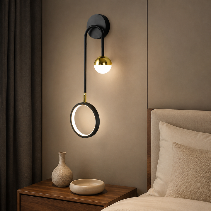 Scandinavische Wandlamp Zwart Goud Ring