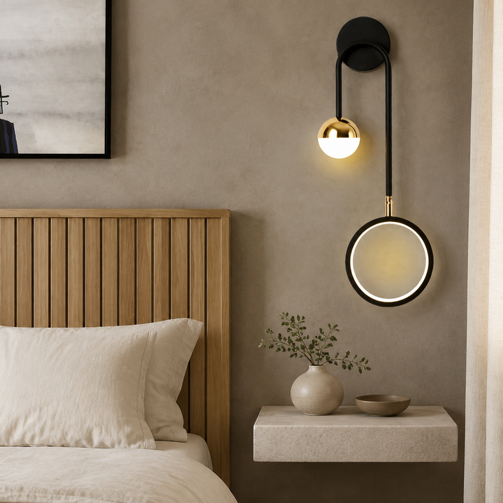 Scandinavische Wandlamp Zwart Goud Ring