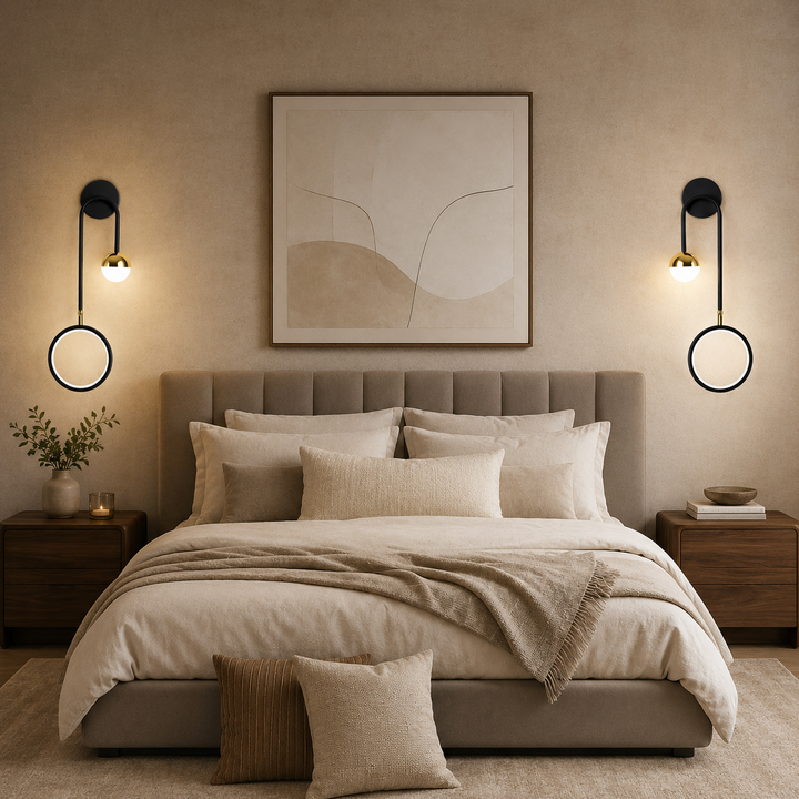 Scandinavische Wandlamp Zwart Goud Ring