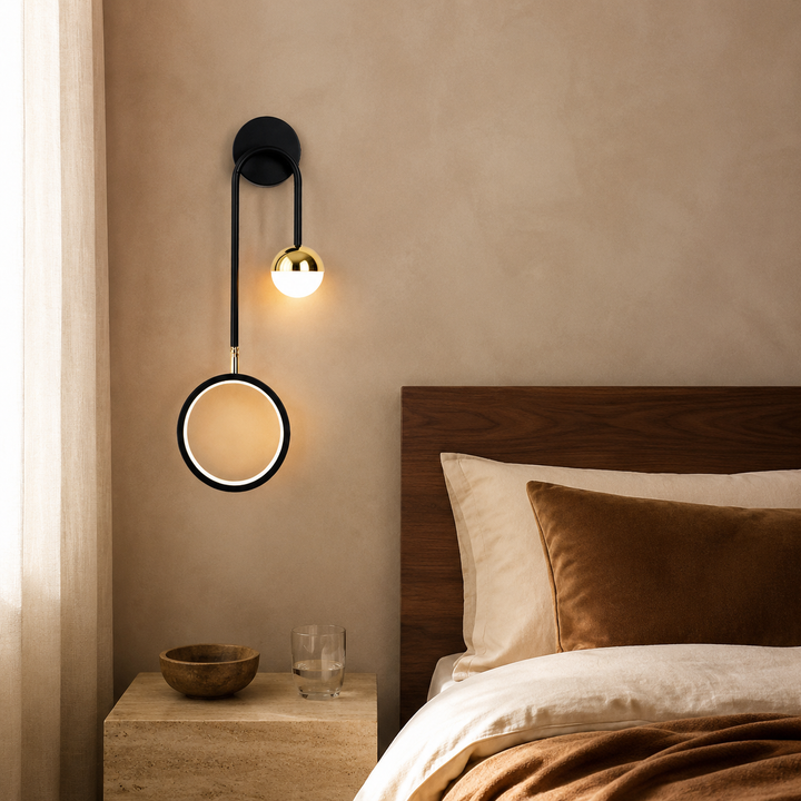 Scandinavische Wandlamp Zwart Goud Ring