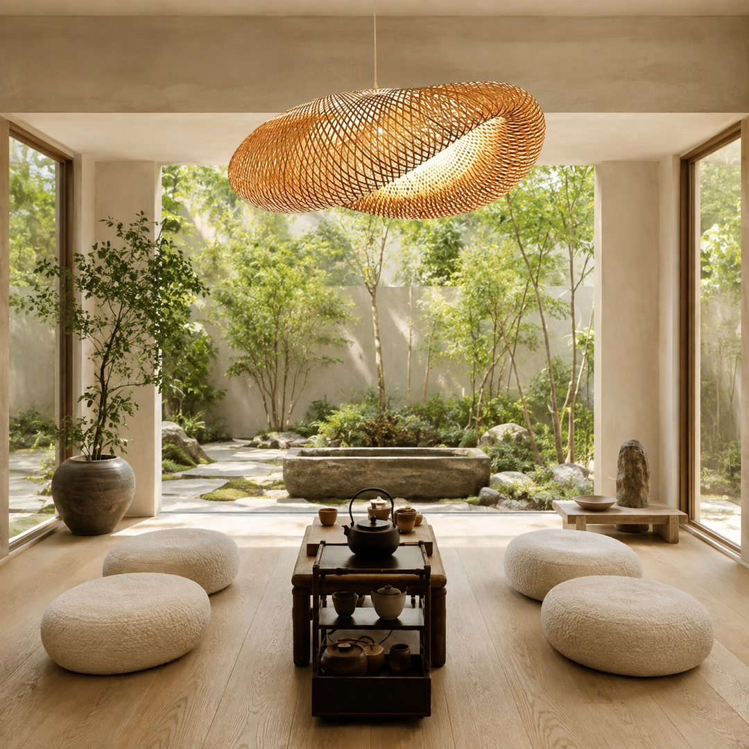 Rotan Gevlochten Hanglamp Onregelmatige Vorm