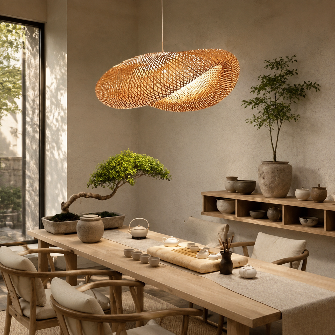 Rotan Gevlochten Hanglamp Onregelmatige Vorm