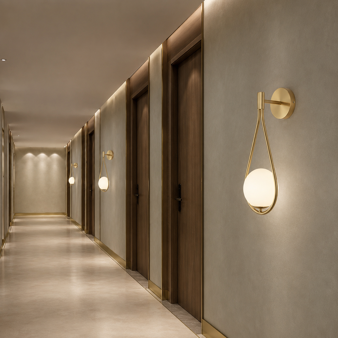 Waterdruppel Wandlamp Zwart Glazen Bol