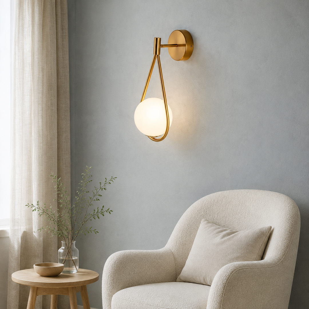 Waterdruppel Wandlamp Zwart Glazen Bol