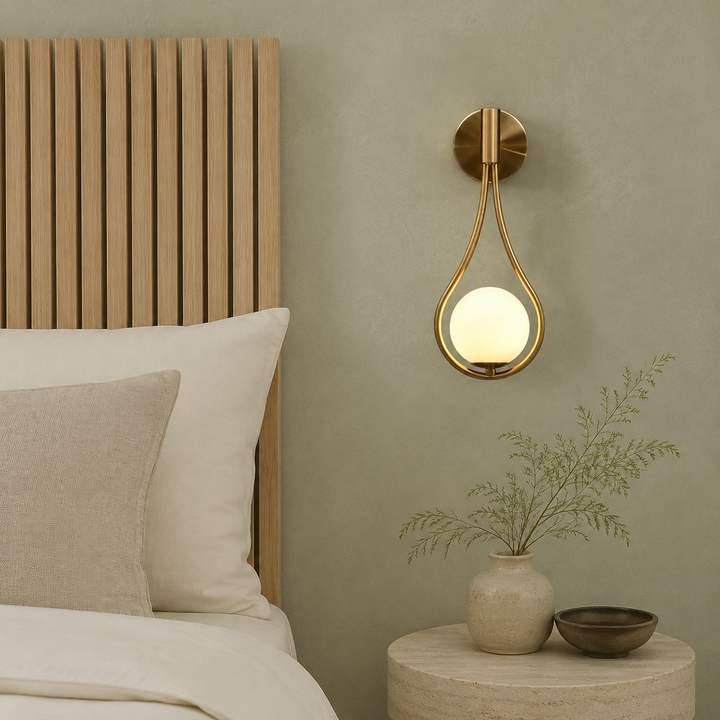 Waterdruppel Wandlamp Zwart Glazen Bol