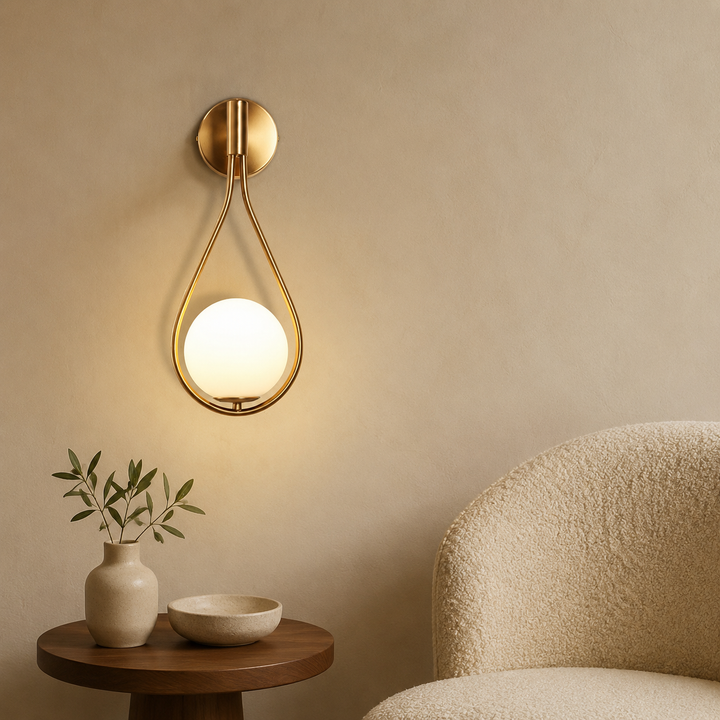 Waterdruppel Wandlamp Zwart Glazen Bol