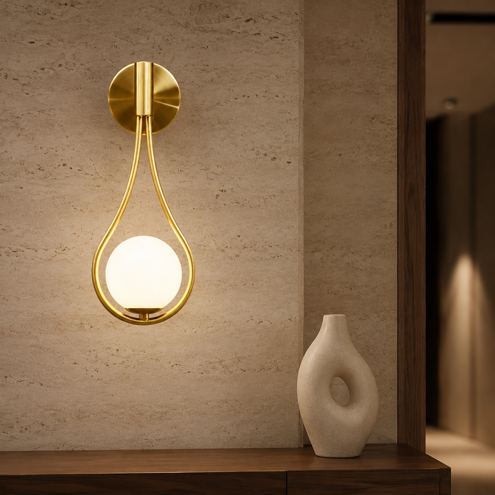 Waterdruppel Wandlamp Zwart Glazen Bol
