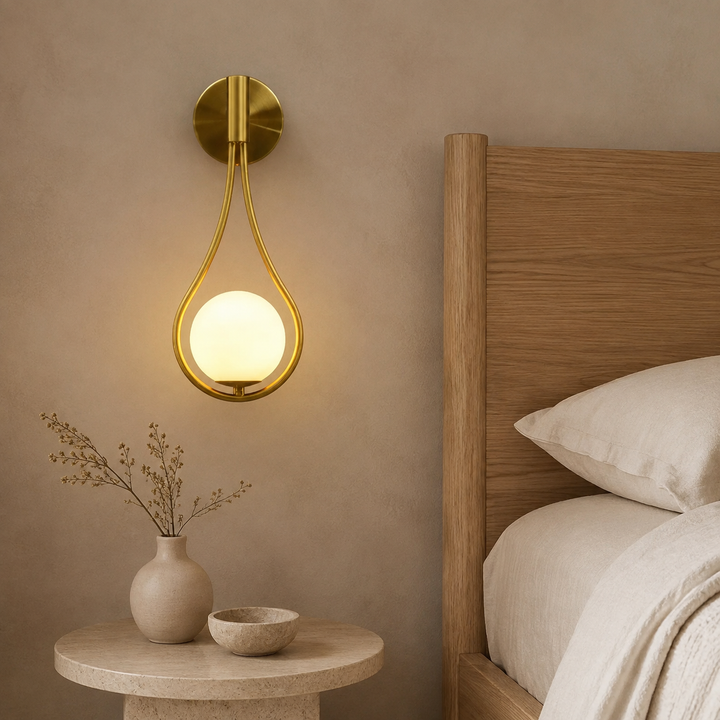 Waterdruppel Wandlamp Zwart Glazen Bol