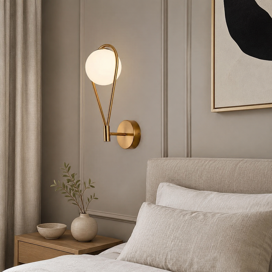 Waterdruppel Wandlamp Zwart Glazen Bol