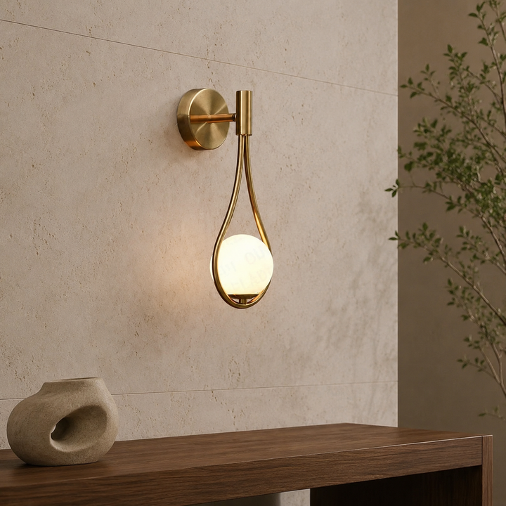 Waterdruppel Wandlamp Zwart Glazen Bol