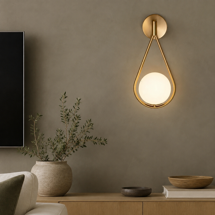Waterdruppel Wandlamp Zwart Glazen Bol