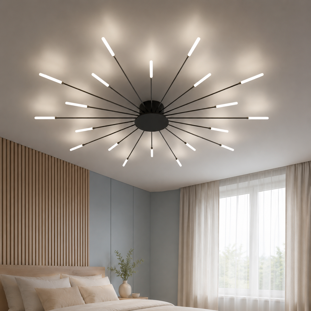Zwarte Sputnik Plafondlamp Lineaire Buizen