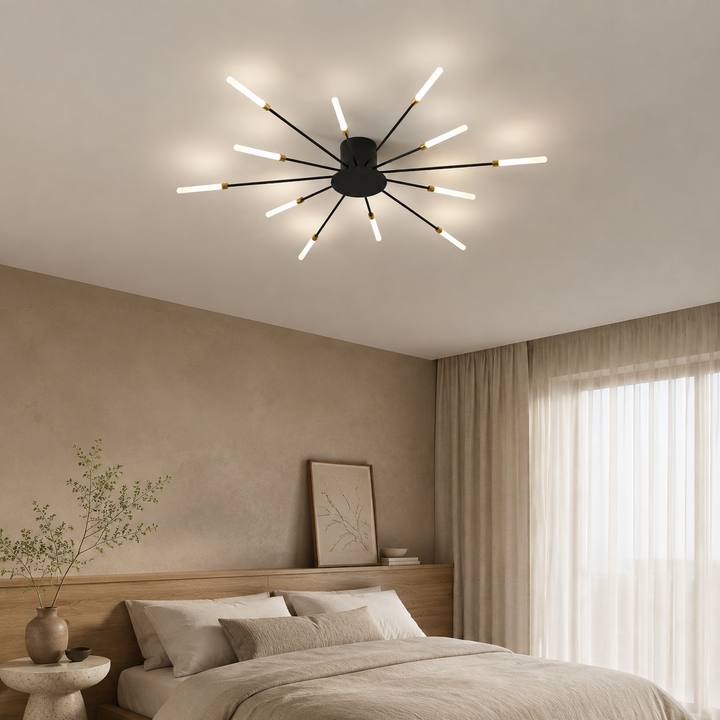 Zwarte Sputnik Plafondlamp Lineaire Buizen