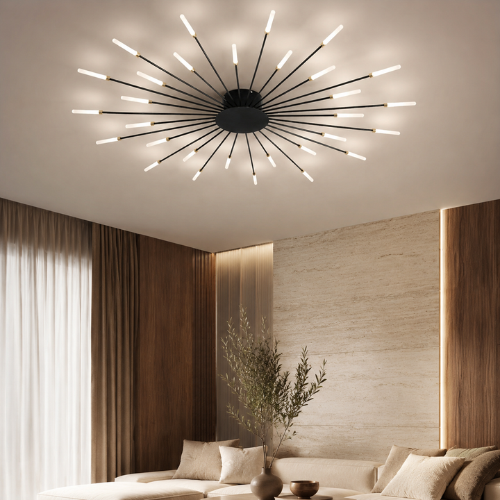 Zwarte Sputnik Plafondlamp Lineaire Buizen