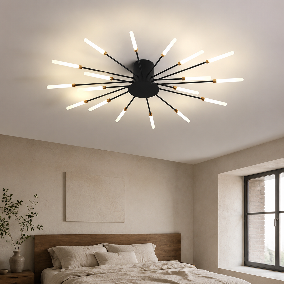 Zwarte Sputnik Plafondlamp Lineaire Buizen