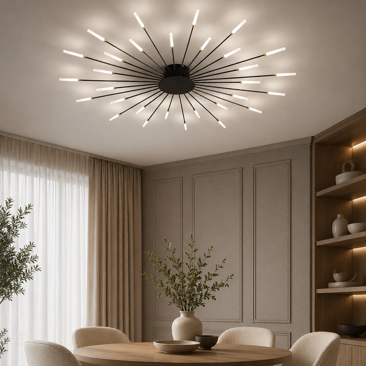 Zwarte Sputnik Plafondlamp Lineaire Buizen