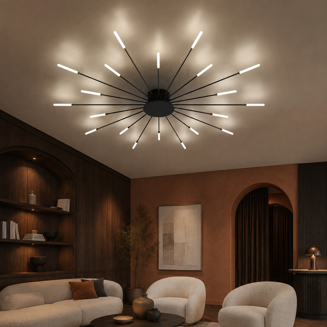 Zwarte Sputnik Plafondlamp Lineaire Buizen